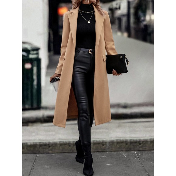 WILA Jackets & Blazers - minimalist Lapel collar Open Front pea coat peacoat